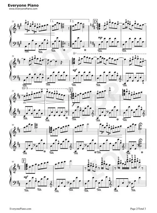 瓦妮莎的微笑-理查德·克莱德曼五线谱预览2-钢琴谱文件(五线谱,双手