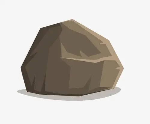 卡通绿色插画山脉石头石块植物元素