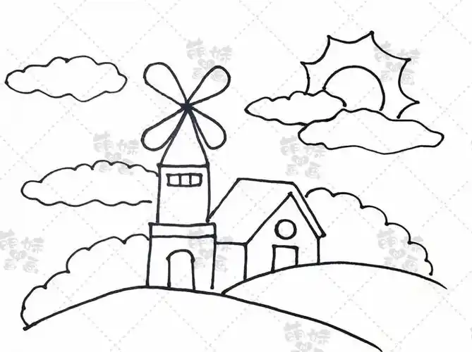 用几根简单的线条就能画出漂亮的风景画简笔画,快来试试吧