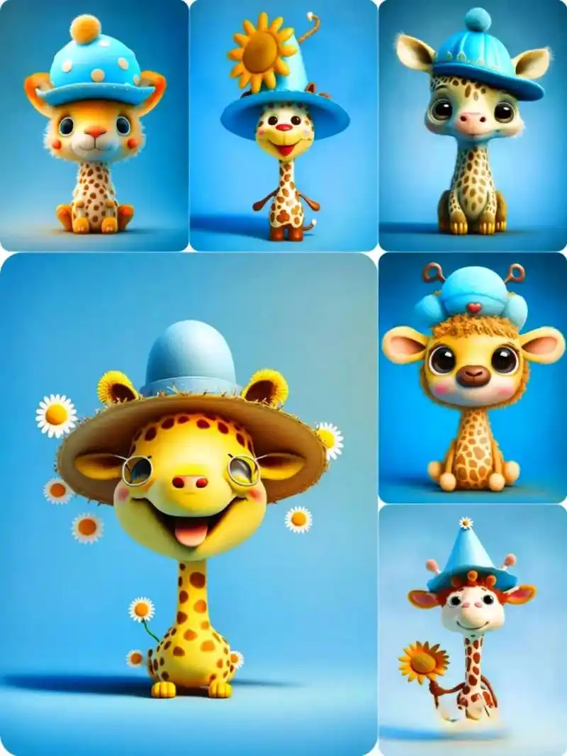 抖音图文 #今日分享 #插画 呆萌可爱的#长颈鹿 0000 - 抖音