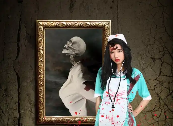 不舍天真漫翔 cos万圣节血腥恐怖服装带血女护士服流血男外科医生贞子