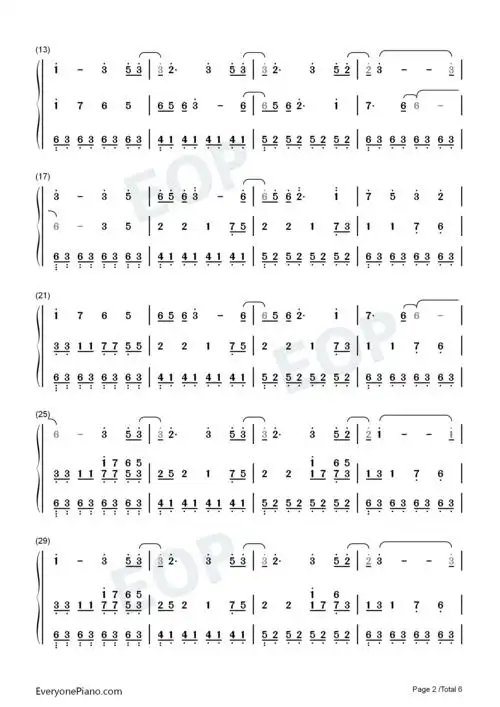daytime-幻昼双手简谱预览2-钢琴谱文件(五线谱,双手简谱,数字谱,midi