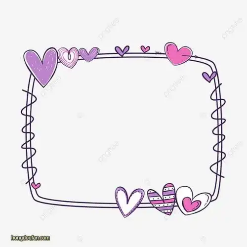 超漂亮的紫色爱心边框空白纸张图片背景下载-红豆饭小学生简笔画大全