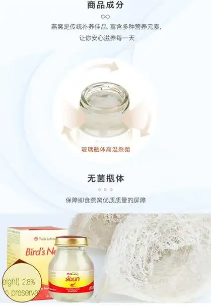 【自营】泰国双莲冰糖型即食燕窝孕妇营养燕盏75ml*6金丝燕营养品_爱
