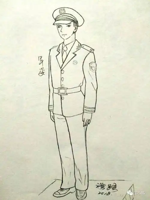 穿军装的男生简笔画