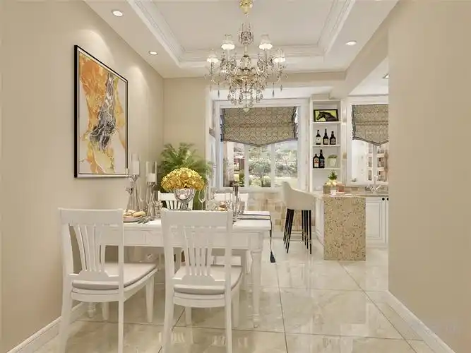 客餐厅区域墙面整体都是奶茶色的乳胶漆,沙发是3 1 1的组合,颜色偏米