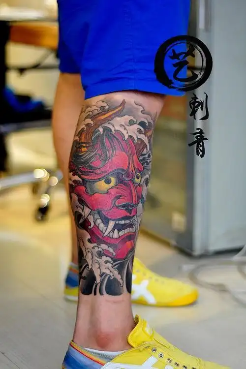般若包小腿纹身-沈阳纹身-艺刺青