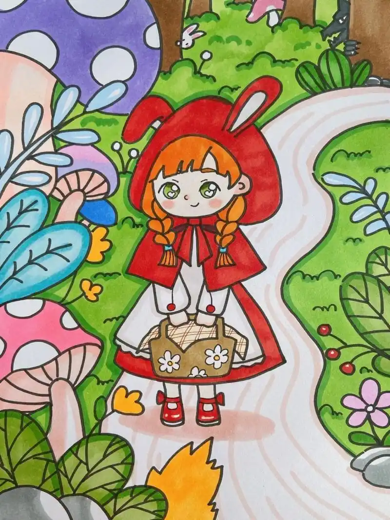 美术宝 小红帽 课效,童话故事插画,临摹作品,自己改了一下