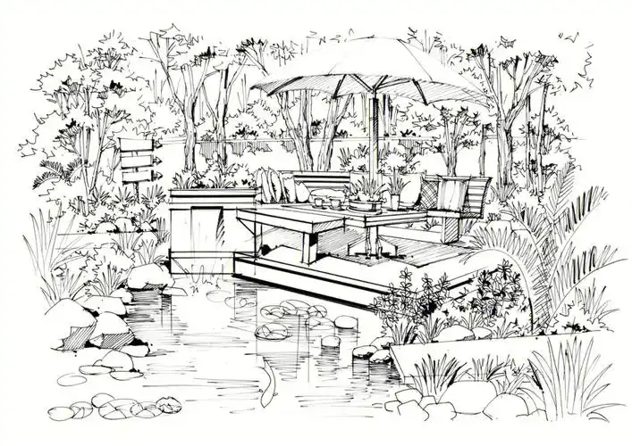 环艺设计手绘丨线稿效果图