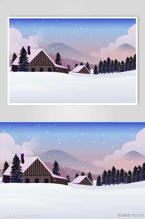 雪地场景插画设计