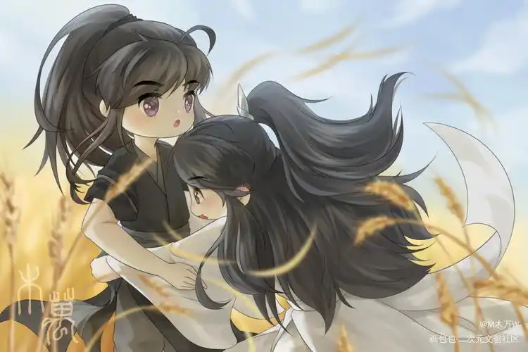 玉凉村_二哈和他的白猫师尊燃晚q版绘画作品