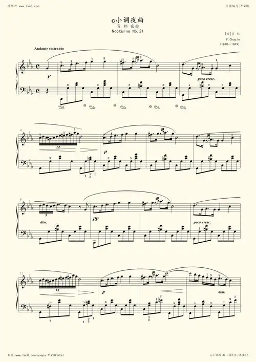 钢琴谱21肖邦钢琴曲c小调夜曲肖邦夜曲集