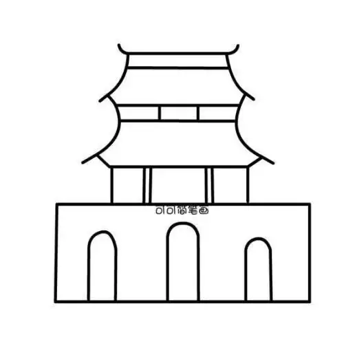 古风的房子简笔画步骤