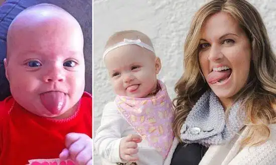 常用的表情,不过澳大利亚女婴瓦尼(ocea varney)吐舌头却不是在做鬼脸