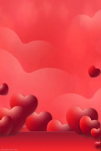 c4d爱心情人节红色背景