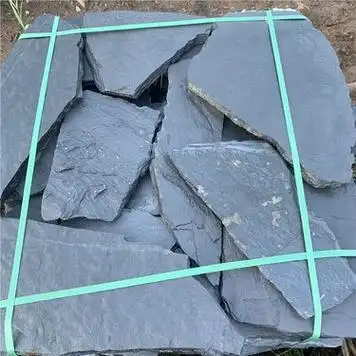 深灰色青石板碎拼石 网贴石冰裂纹碎拼石材 绿色石英风景文化石 - 爱