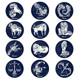 创意手绘十二星座插画动物图标图案装饰贴画背景ai矢量图设计素材