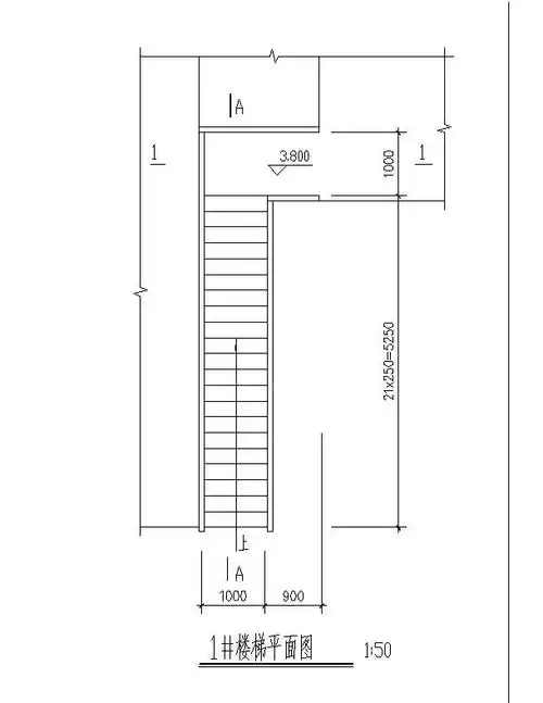 简单式钢结构楼梯平面立面剖面图