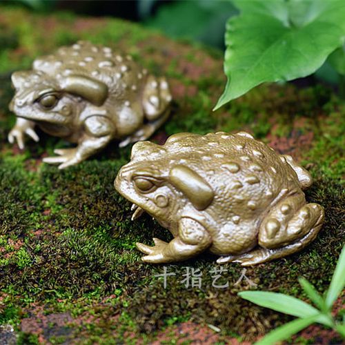 实心黄铜金蟾招财进宝摆件古玩镇纸青蛙手把件吉祥家居装饰品茶宠