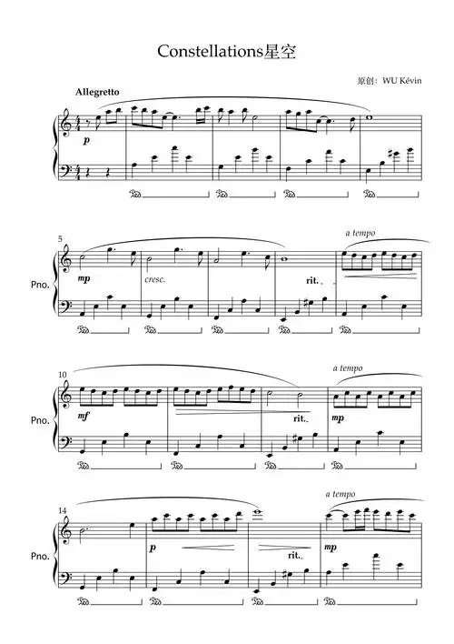 constellations 星空钢琴谱-wu kévin-塞米诺夫人-虫虫钢琴