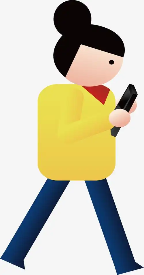 矢量图玩手机的女生