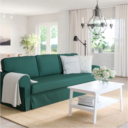 lnga landgre宜家代购列斯托三人布艺沙发床北欧简约小户型客厅爱克托