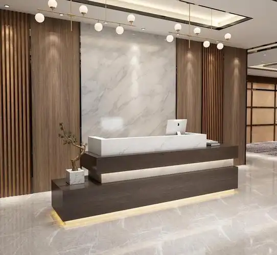 公司大气前台桌接待台简约现代大厅收银吧台店铺商用办公接待柜台