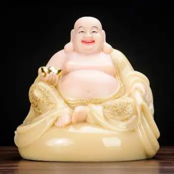 汉白玉弥勒佛 弥勒佛像供奉办公室摆件布袋和尚笑佛 8寸(高20cm)