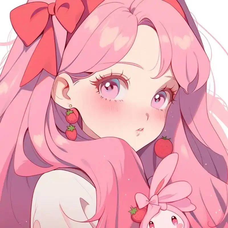 复古旧漫丨抱兔兔的少女丨女生头像