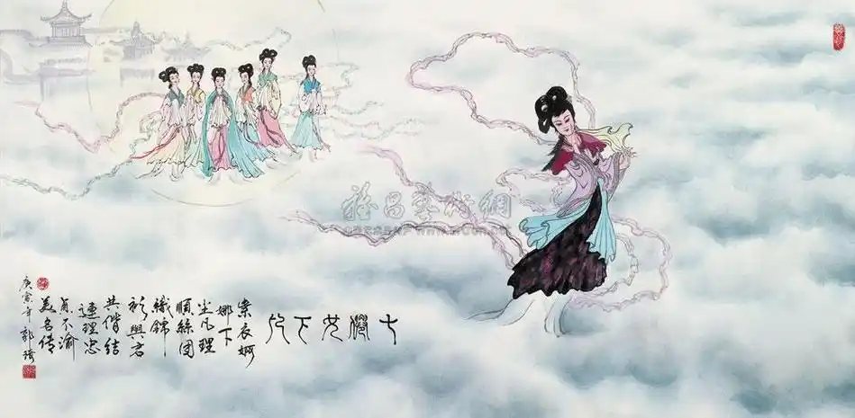 2036 2010年作 七仙女下凡 镜心 设色纸本