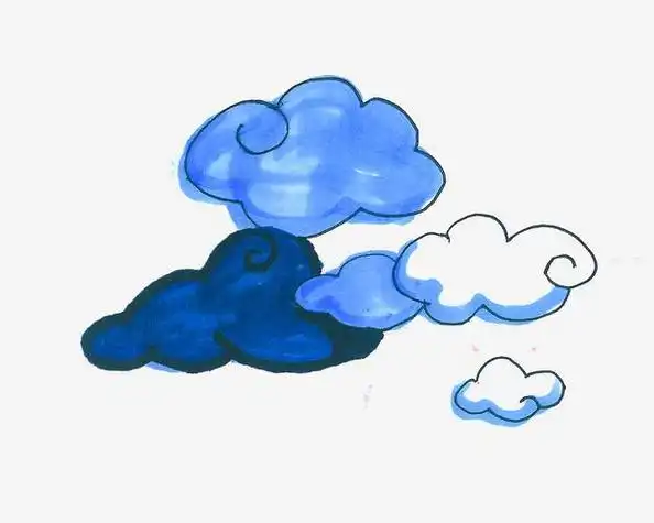 蓝色的云朵可爱简笔画蓝色手绘云朵简笔画