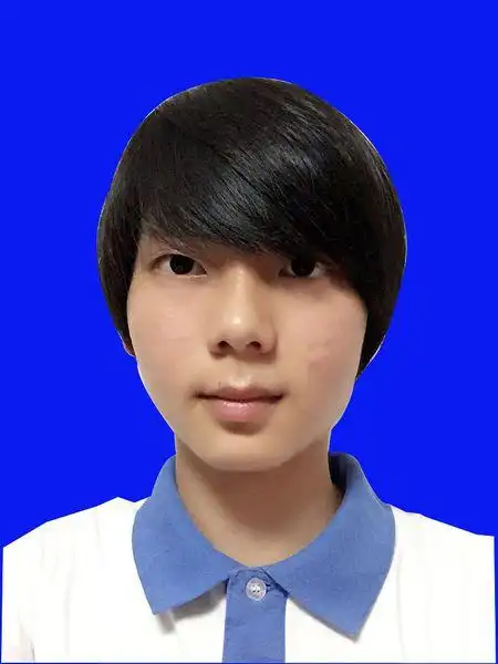 求帮我把图p成蓝底证件照