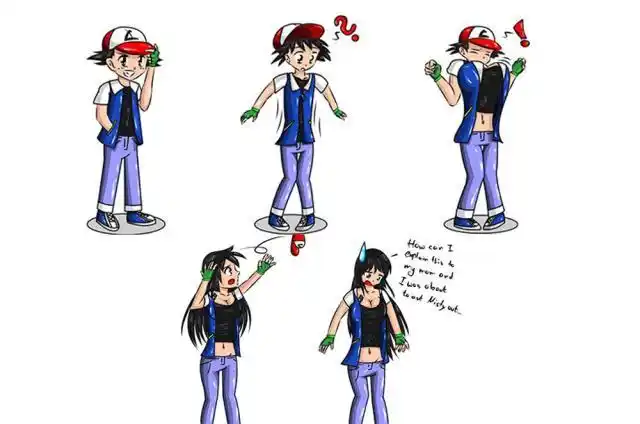 精灵宝可梦:各种女版小智,没想到小智变成女生还挺性感