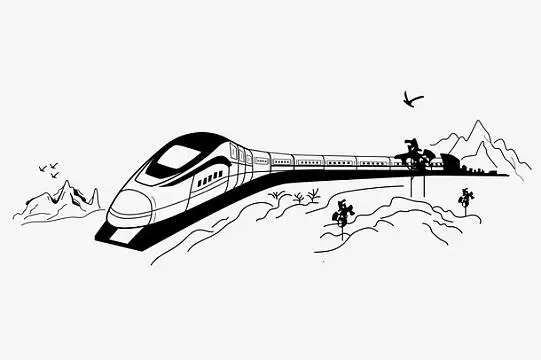火车动车高铁线条剪影