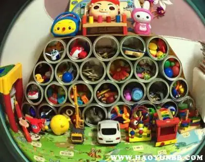奶粉罐做的幼儿玩具大全简单奶粉罐自制玩具收纳架