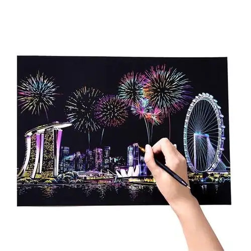 林檎城市夜景刮刮画儿童刮画diy手工制作刮画纸创意生日刮画毕业送男