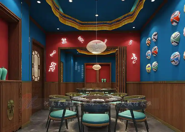 郑州火锅店设计巴记四个涮肉火锅店设计国潮风格