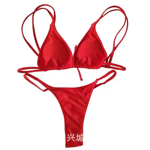 2019年欧美wish工厂比基尼 深v双吊带女士泳衣 亚马逊新品厂家4色