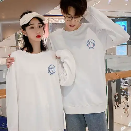 200g鱼鳞6535 新款2020情侣装卫衣女韩版圆领宽松学生百搭上衣男