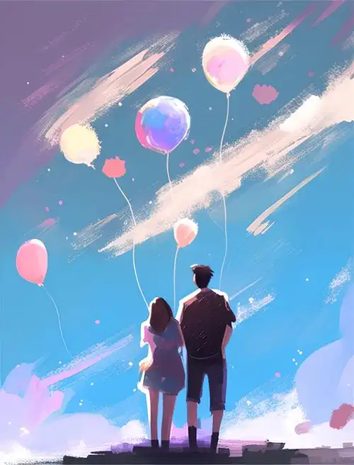 您当前访问作品主题是520情人节七夕情侣令人陶醉的气球浪漫夫妻仰望