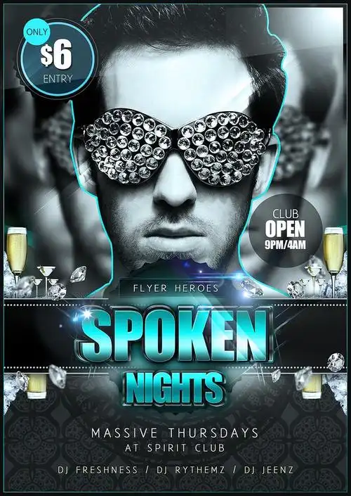 dj夜店黑色psd dj海报 夜店 水晶眼睛 啤酒 钻石 光 男性海报 国外