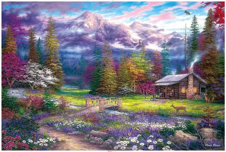 星空巴黎花街雨夜漫步风景油画成人智力拼图平面1000片拼图定制