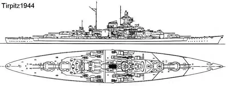 二战德国最强的战列舰之一俾斯麦级第二艘提尔皮茨号战列舰