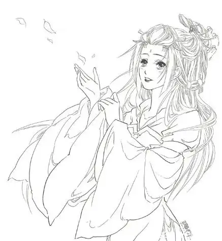 四格漫画简笔画素描古装动漫 素描动漫人物少女古装  铅笔画漫画人物