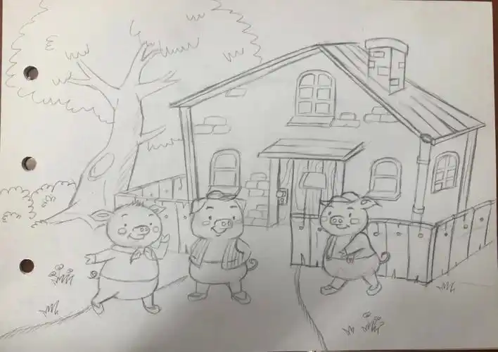 三只小猪线稿