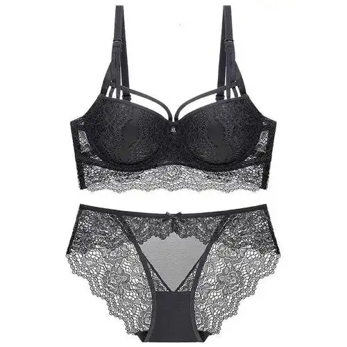 紫曼羽(zimanyu)2019新款小胸聚拢蕾丝文胸套装性感女士内衣视频介绍_