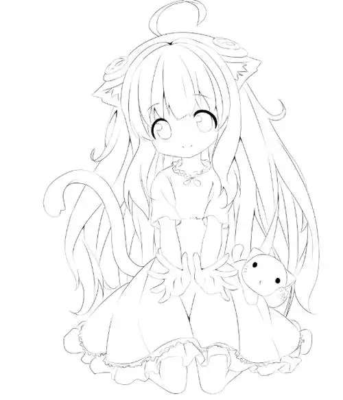 【黑白线稿】q版人物线稿素材67_素材_人物