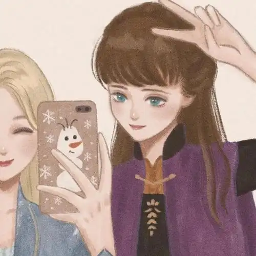 公主手绘特色闺蜜姐妹内容简介迪士尼公主手机自拍个性头像图片:拿