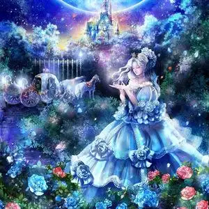 灰姑娘的梦幻星空十字绣 可爱卡通 儿童卧室挂画 童话公主定制