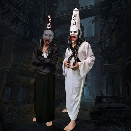 万圣节鬼服装鬼节扮演服cos服装鬼屋密室npc恐怖装扮黑白无常衣服